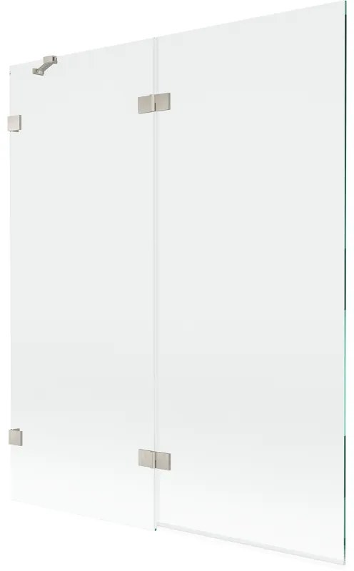 Mexen Lunar, 2-krídlová vaňová zástena ľavá 140 x 150 cm, číre sklo, brúsená oceľ, 897-140-100-97-00-L