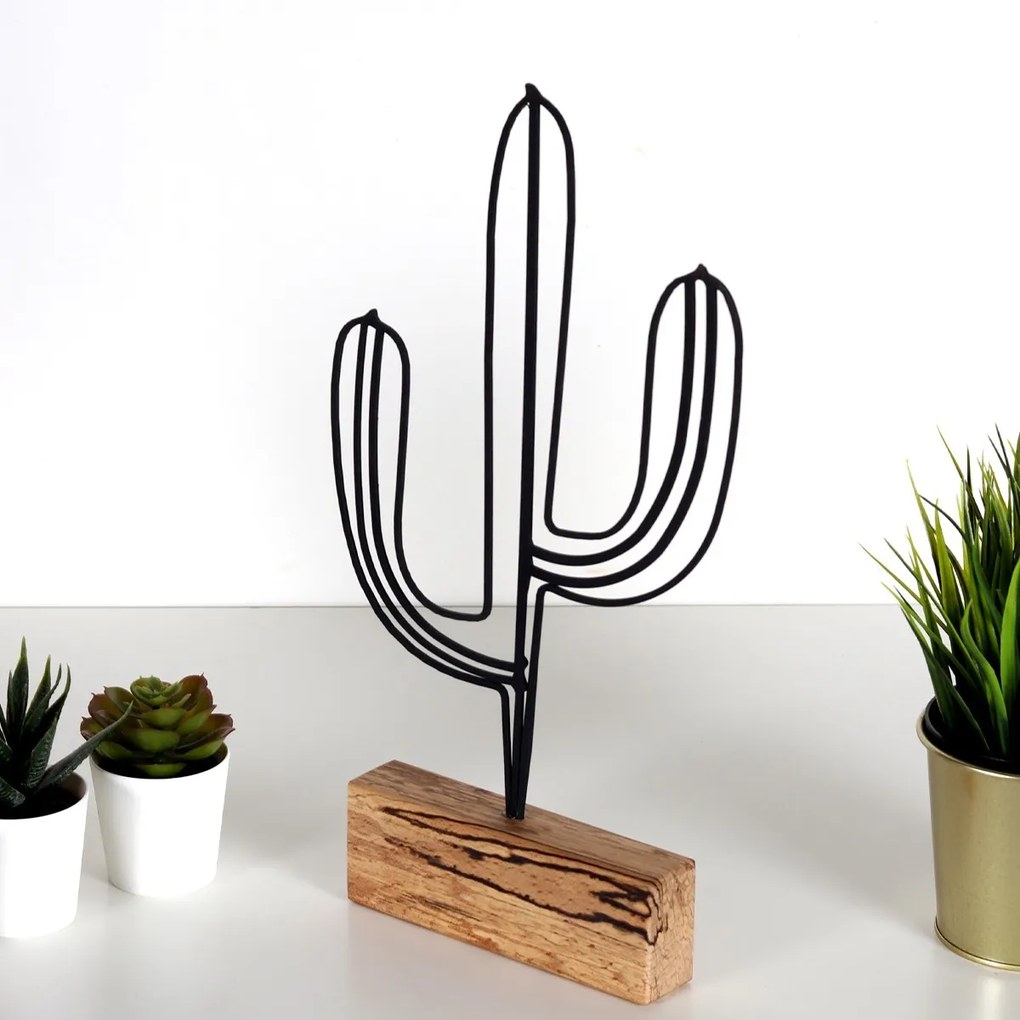 Kovová dekorácia Cactus 41 cm čierna