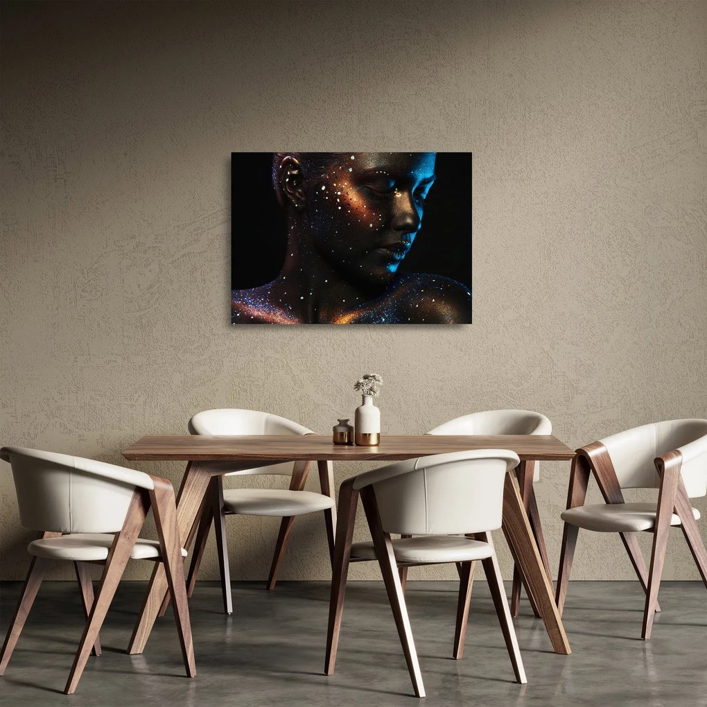 Trblietavý sklenený obraz ženy (70x50 cm)