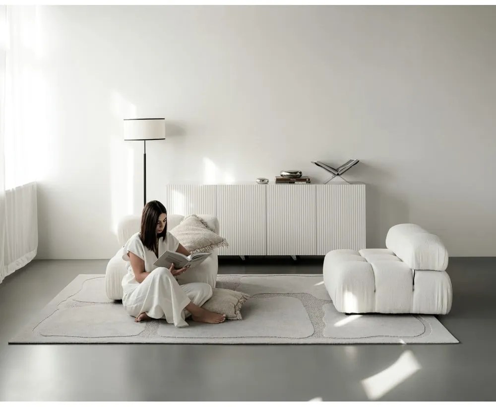 Svetlosivý vlnený koberec 160x230 cm Morphic Organica – Agnella