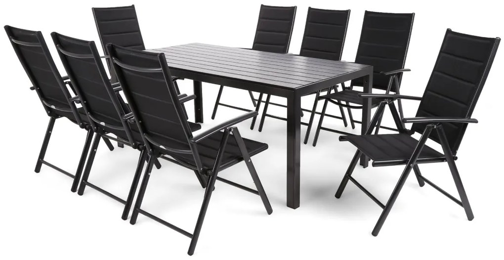 Záhradný jedálenský set 8+1 s polstrovaním BestBerg BBGF-62B / čierna