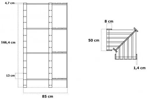 REGÁL DREVENÝ ROHOVÝ Maxi 4W 166x85x50 - BOROVICA