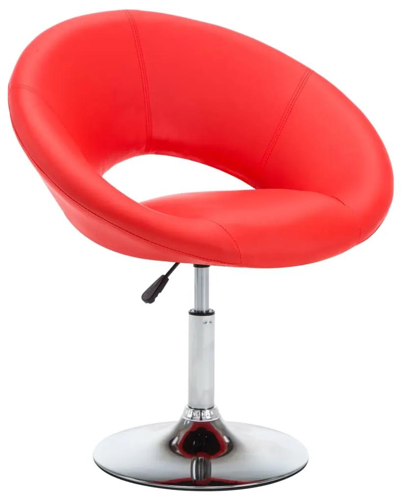 vidaXL Otočná jedálenská stolička, červená, umelá koža