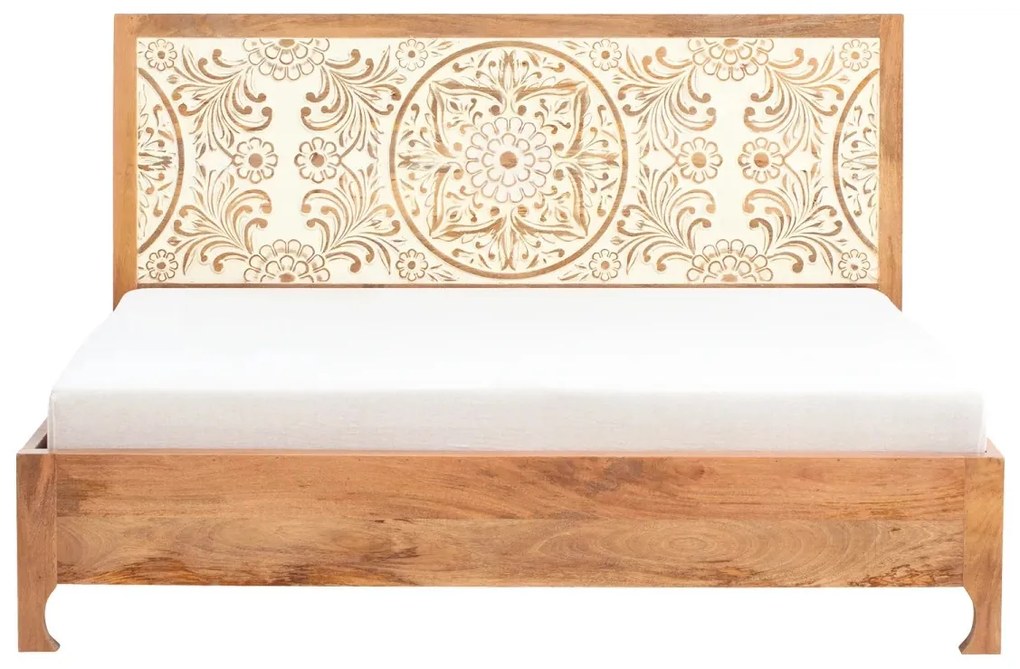 furniture-nabytek.cz - Masivní postel Delhi z mangového dřeva, lakovaná, hnědá – 180x200 cm