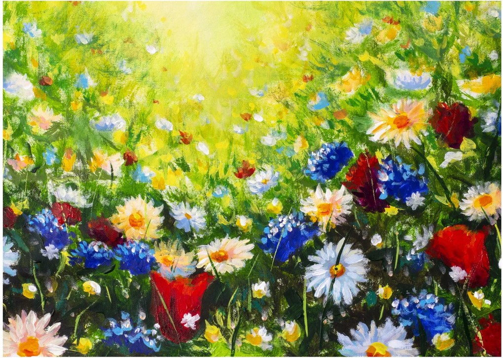 Sklenený obraz divokých kvetov (70x50 cm)