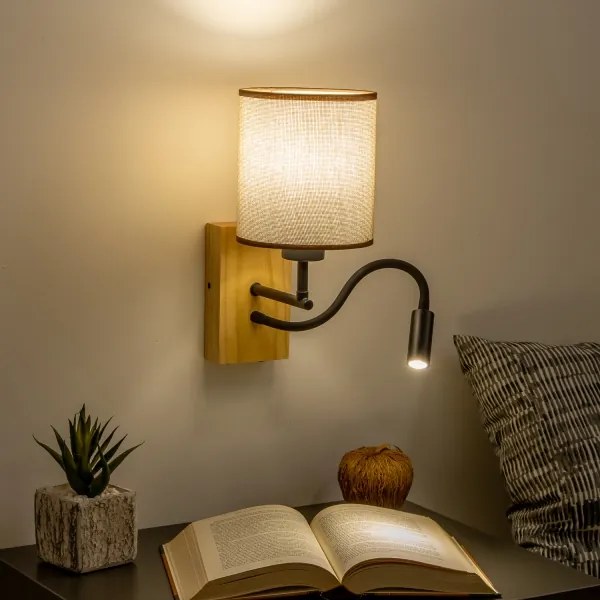 Brilagi - LED Nástenná lampa NUBILA WOOD 1xE27/25W/230V + LED/3W dub/hnedá