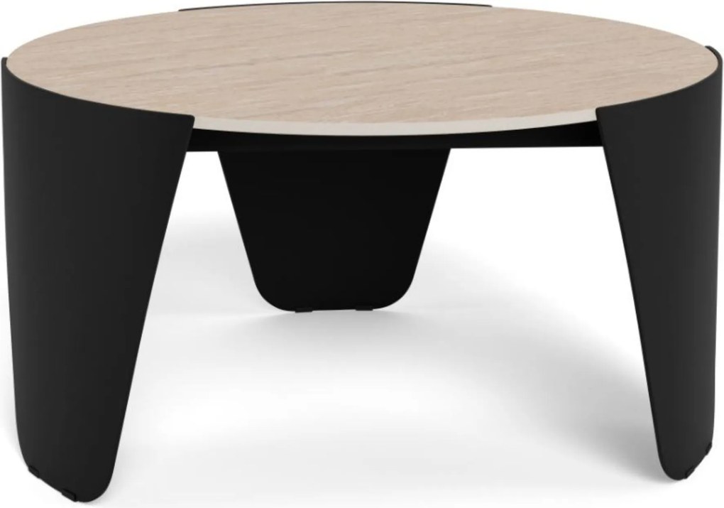 Kulatý designový konferenční stolek Altea travertin/černý