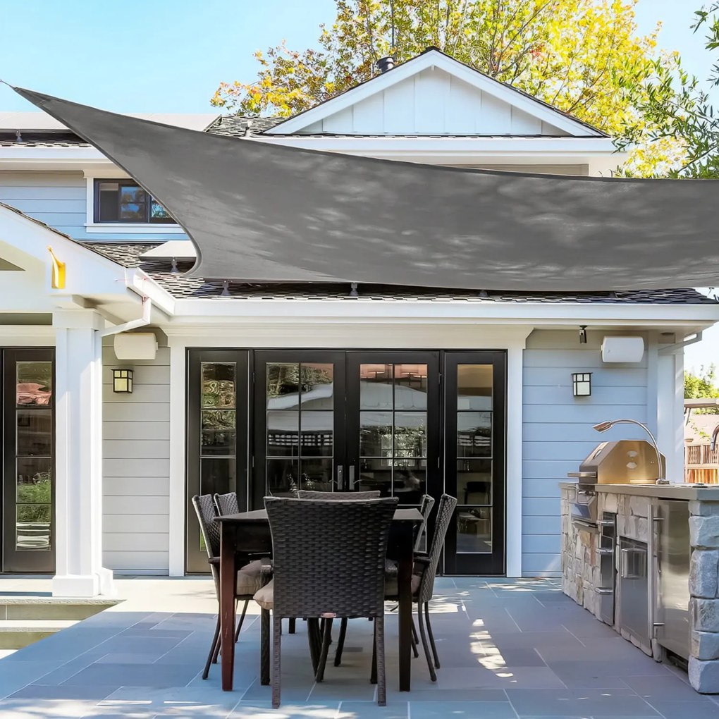 ModernHome Štvorcová nepremokavá plachta, strieška 4x4m ModernHome - šedá