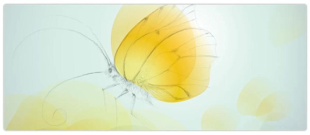 Obraz - Žltý motýľ (120x50 cm)
