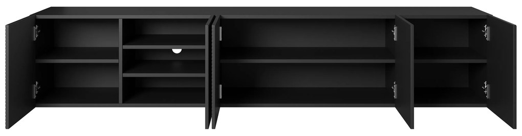 Závesný TV stolík Asha 200 cm - čierny mat