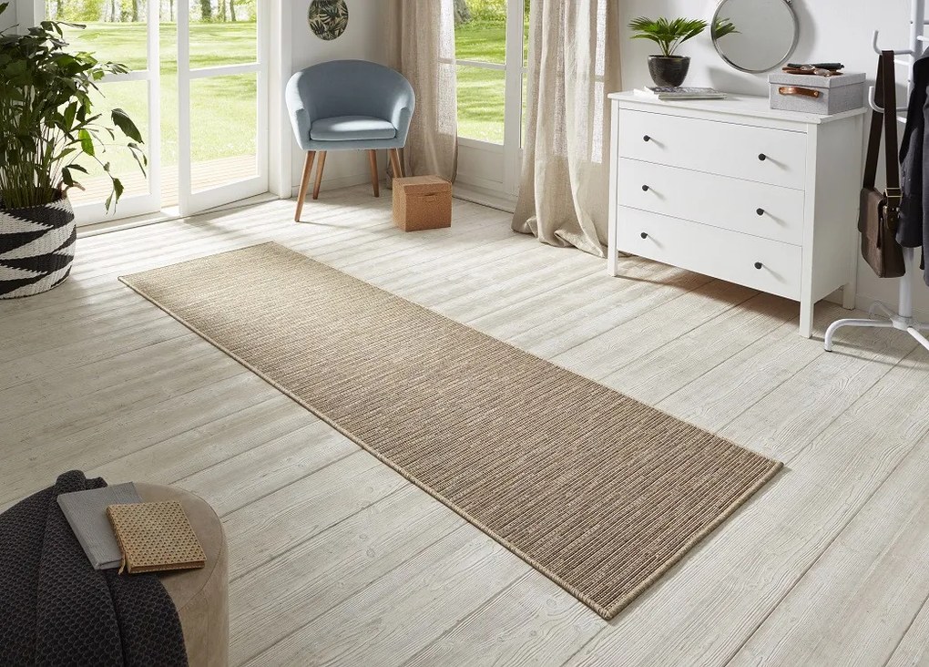 BT Carpet - Hanse Home koberce Behúň Nature 104264 Grey / Gold – na von aj na doma - 80x350 cm