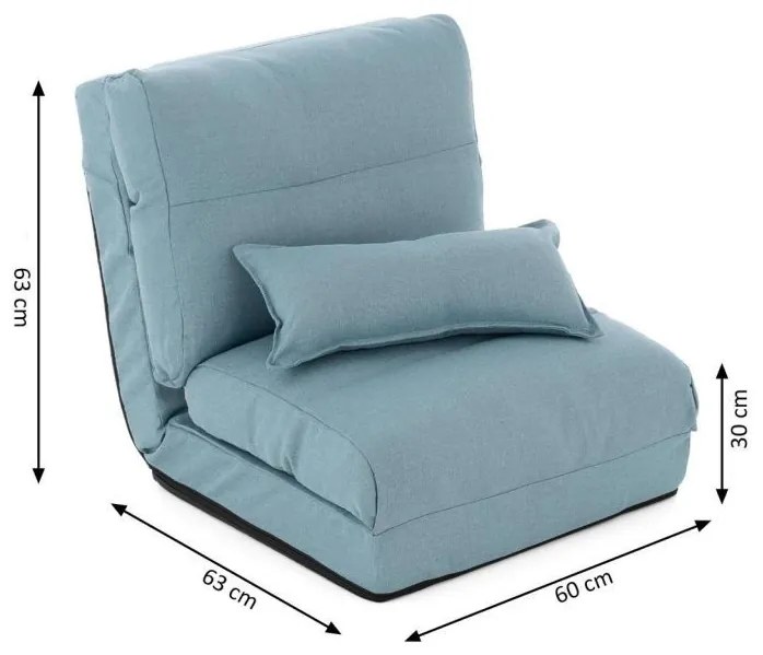 Pohodlné rozkladacie kreslo, 220 x 60 x 14 cm, svetlomodrá