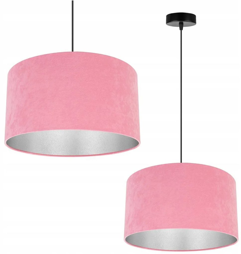 Závesné svietidlo MEDIOLAN, 1x ružové/chrómové textilné tienidlo, (výber z 2 farieb konštrukcie)