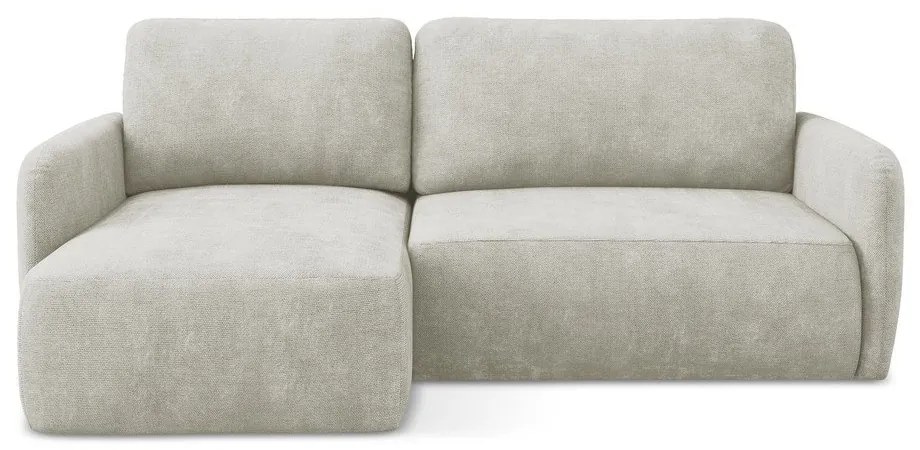 Krémová ženilková rozkladacia/s úložným priestorom rohová pohovka (ľavý roh/s leňoškou) Lilo – Makamii