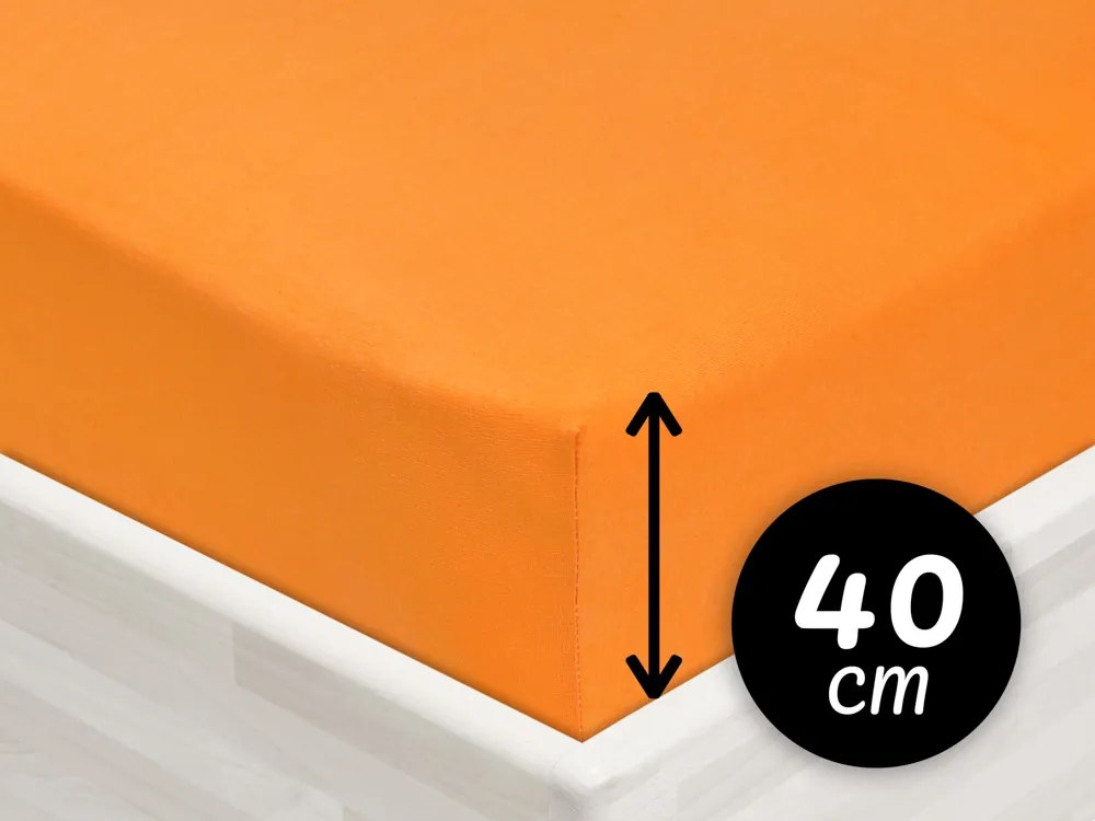 Jersey napínacie prestieradlo na extra vysoký matrac JR-006 Oranžové 90 x 220 - výška 40 cm