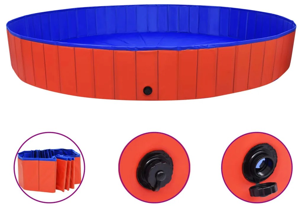 vidaXL Skladací bazén pre psov červený 300x40 cm PVC