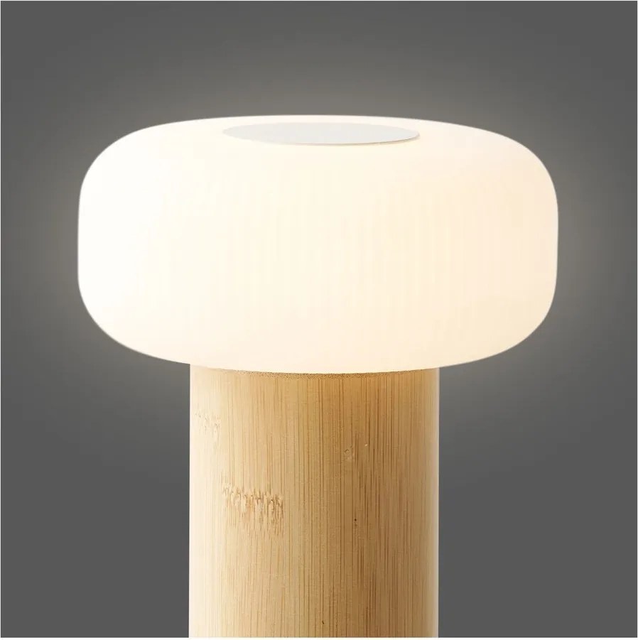 Biela/v prírodnej farbe bambusová stolová lampa s plastovým tienidlom (výška 18 cm) Stafford – House Nordic
