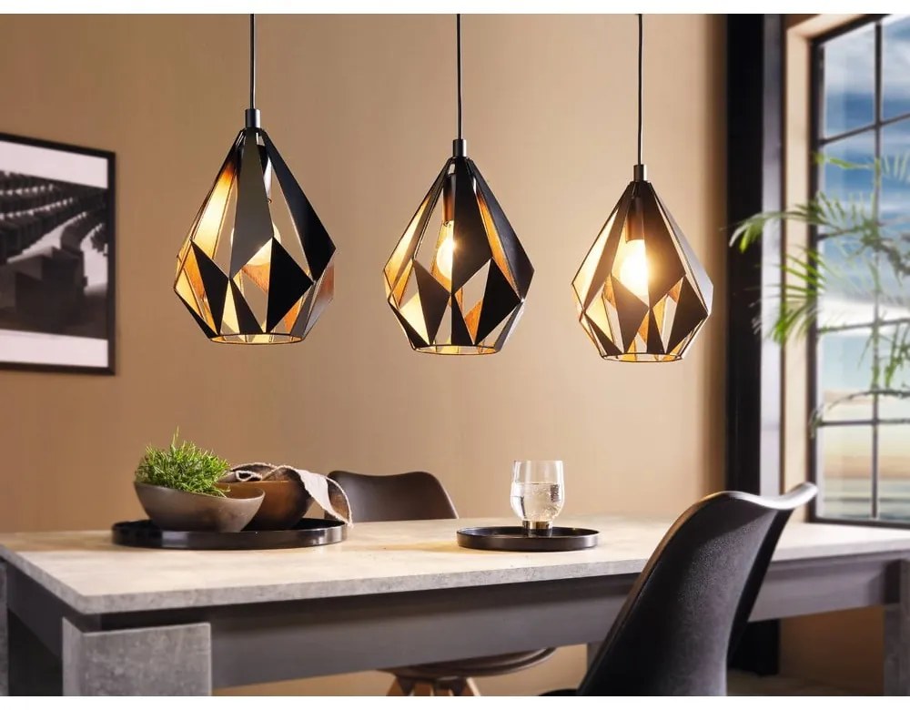 Čierne závesné svietidlo s kovovým tienidlom CARLTON 1 – EGLO