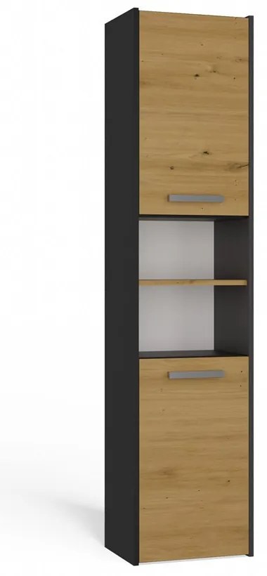 Kúpeľňová skrinka Samways 3 (antracit + dub artisan). Akcia -22%. Vlastná spoľahlivá doprava až k Vám domov. 1132959