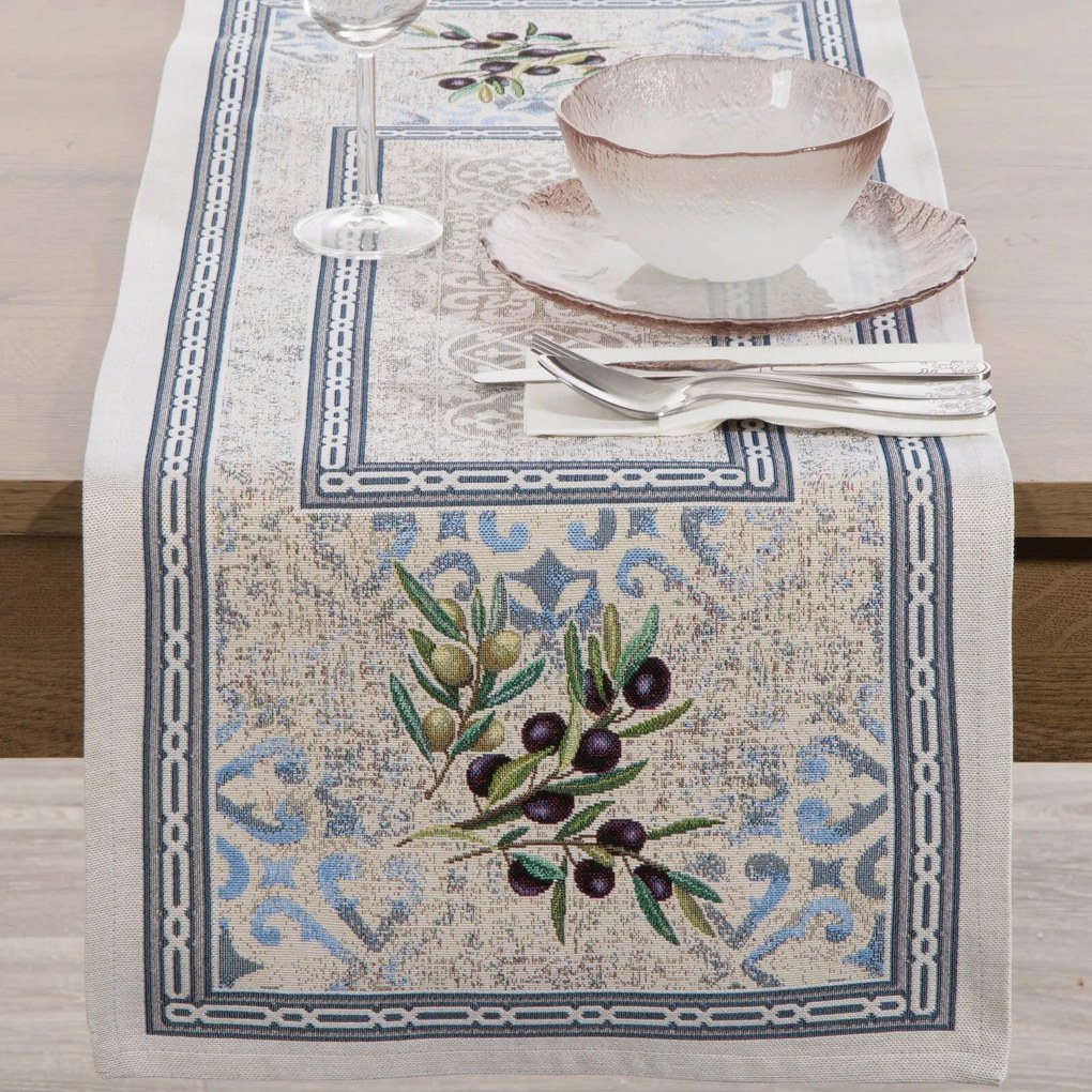 EUROFIRANY GOBELÍNOVÝ BEHÚŇ NA STÔL OLIVE 40X100 CM VZOROVANÝ
