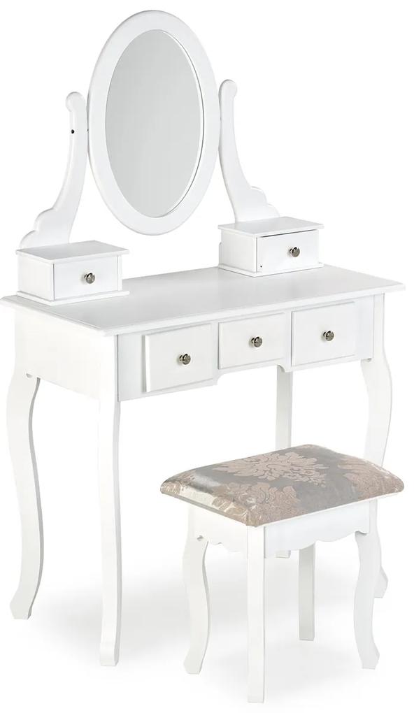 Toaletný stolík s taburetkou Sara - biela