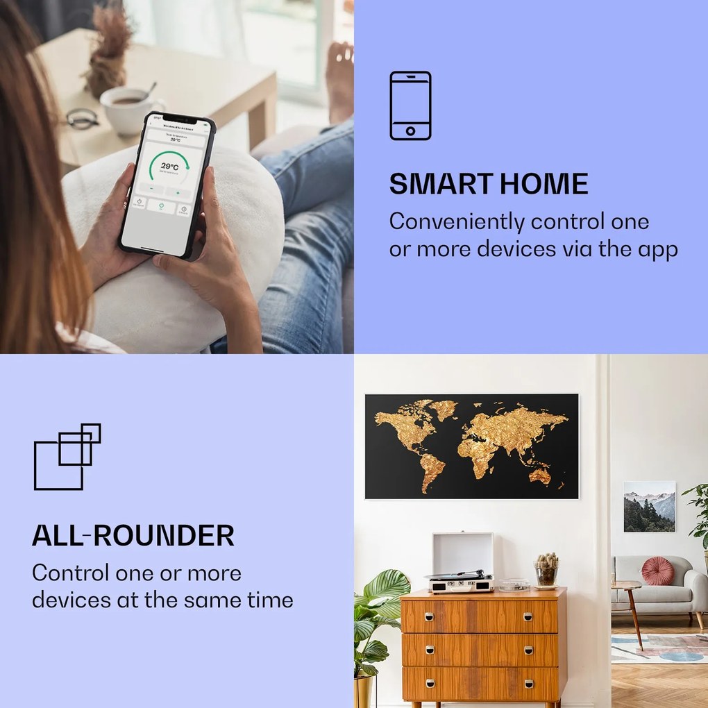 Klarstein Wonderwall Air Art Smart, infračervený ohrievač, 120 x 60 cm, 700 W, zlatá mapa