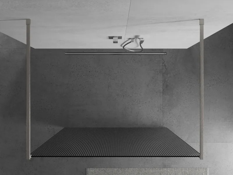 Mexen Kioto, sprchová zástena Walk-In 100 x 200 cm, 8mm sklo s rebrovým vzorom, brúsená oceľ profil, 800-100-002-97-09