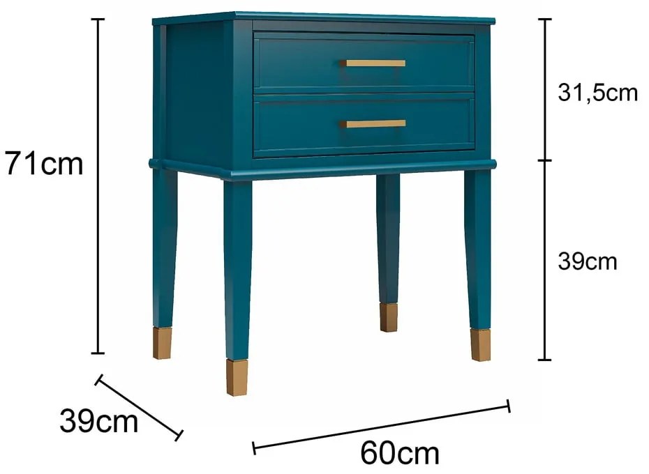 Svetlosivý nočný stolík Westerleigh – CosmoLiving by Cosmopolitan