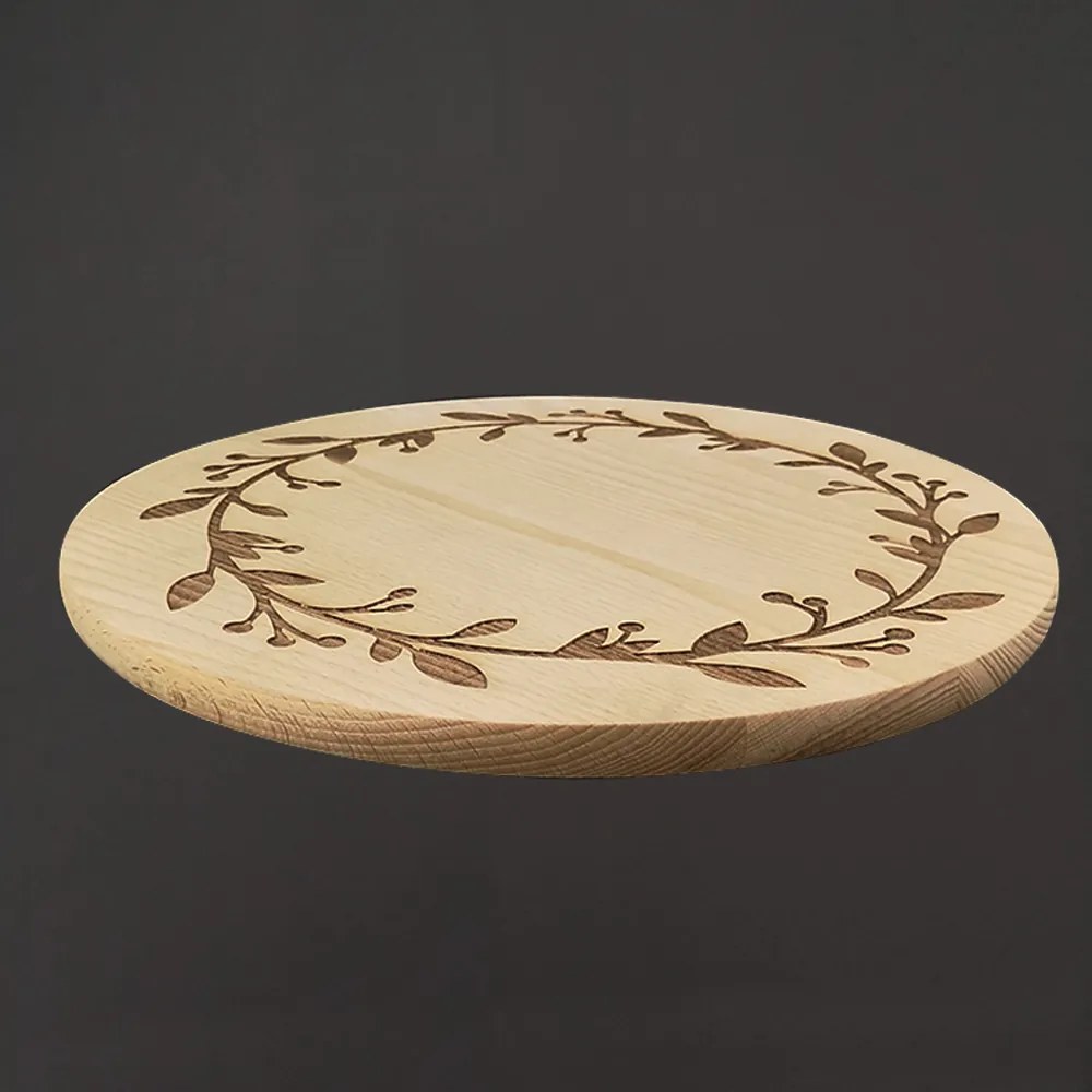 AMADEA Drevená otočná doštička s gravírom, masívne drevo, 30 cm