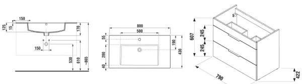 JIKA H4537621763001 - Kúpeľňová skrinka s umývadlom CUBE 80 cm biela