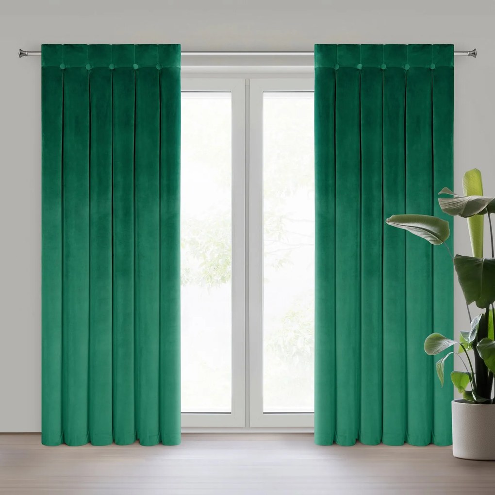 ZATEMŇOVACÍ ZÁVES NA PÚTKACH ALITA 85X250 CM TMAVOZELENÁ