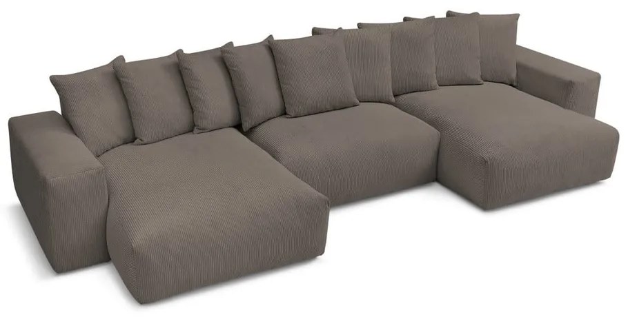 Sivo-hnedá menčestrová rohová pohovka Voltaire – Bobochic Paris