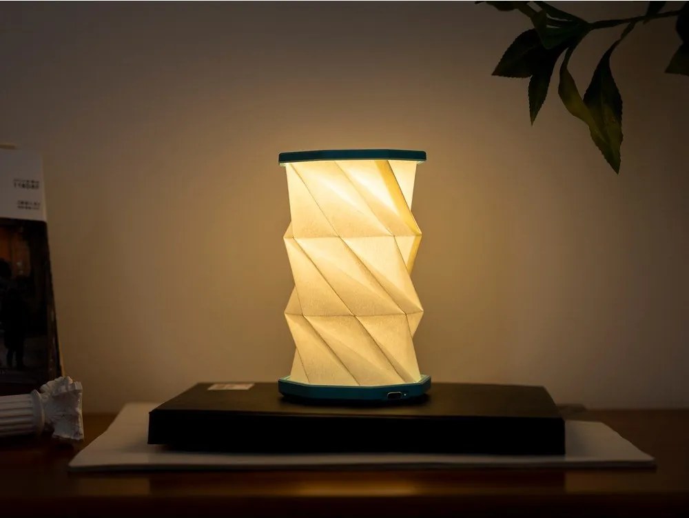 Biela/tyrkysovomodrá prenosná svetelná dekorácia na USB ø 8 cm Twist – Gingko