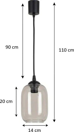 Brilagi - LED luster na lanku R GLASS 1xE27/60W/230V pr. 14 cm čierna/dymovo sivá