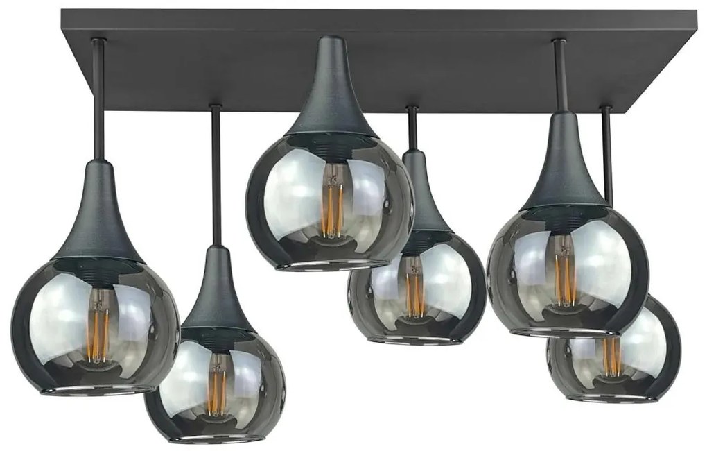 Prisadený luster SOMA 6xE27/60W/230V čierna/dymová čierna