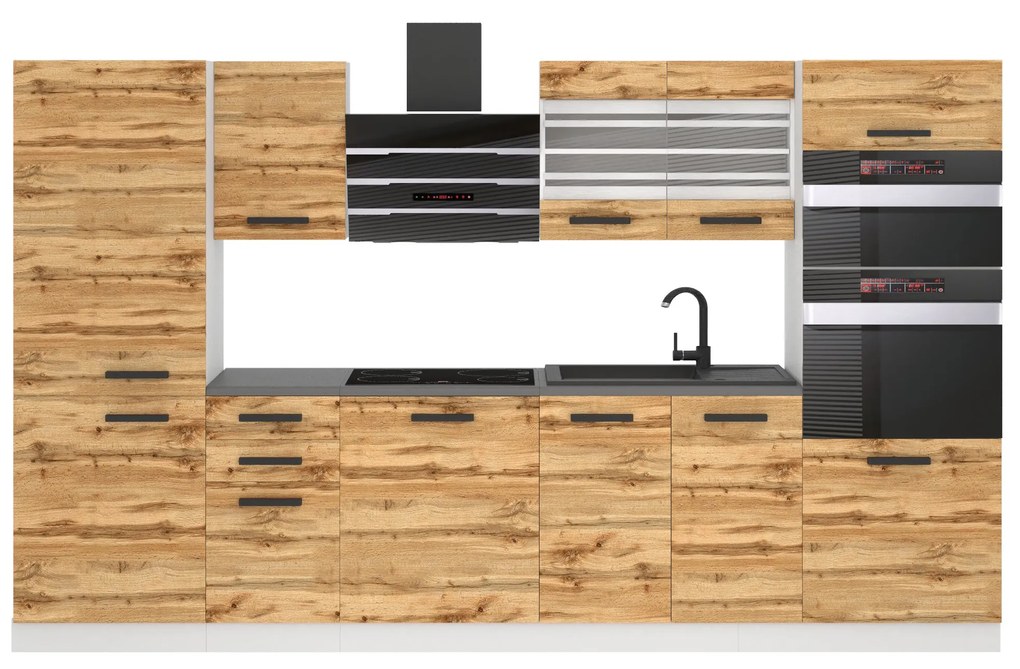 Kuchynská linka Belini Premium Full Version 300 cm dub wotan s pracovnou doskou MILA