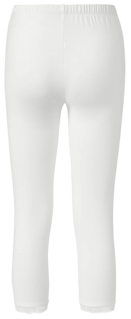 Trojštvrťové legínsy s čipkovým lemom, biele