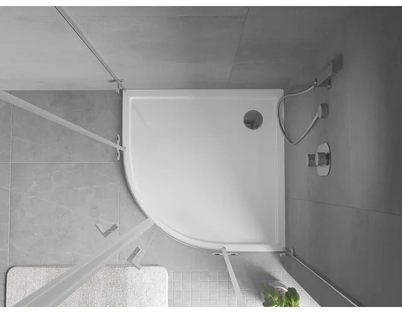 Mexen Flow, štvrťkruhová sprchová vanička slim 80 x 80 cm, biela lesklá, 46Q108080