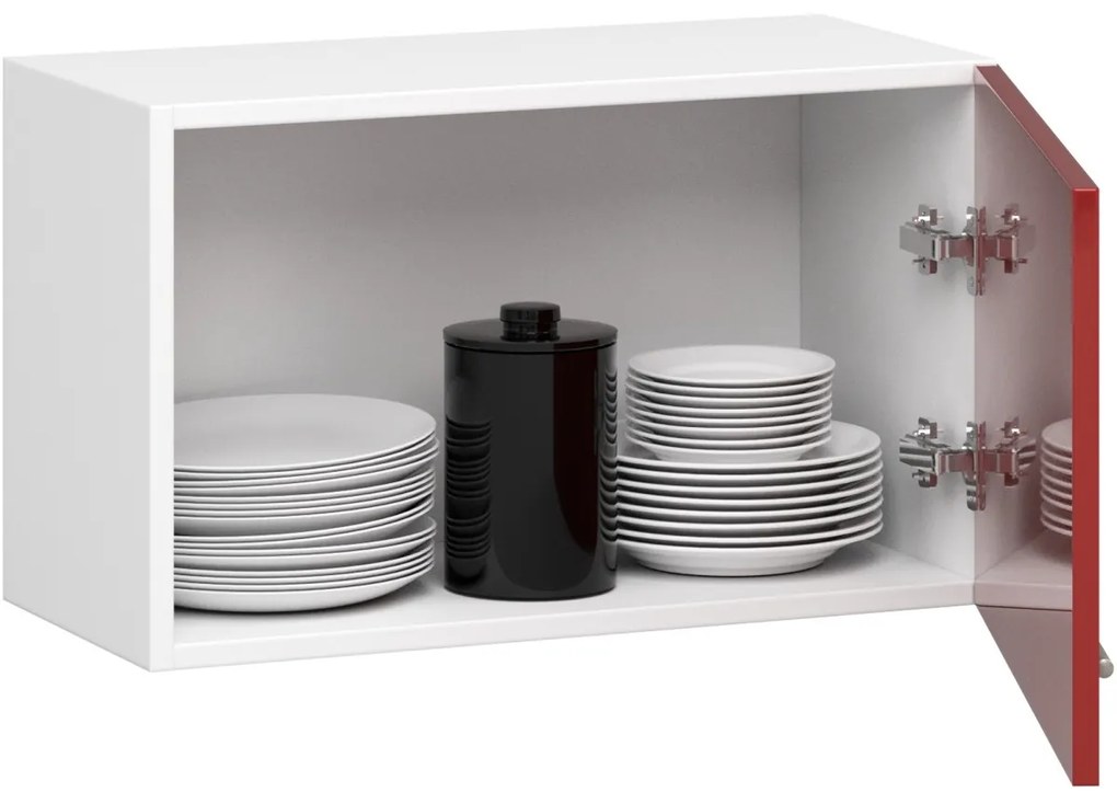 Závesná kuchynská skrinka Olivie W 60 cm biela/červená lesklá