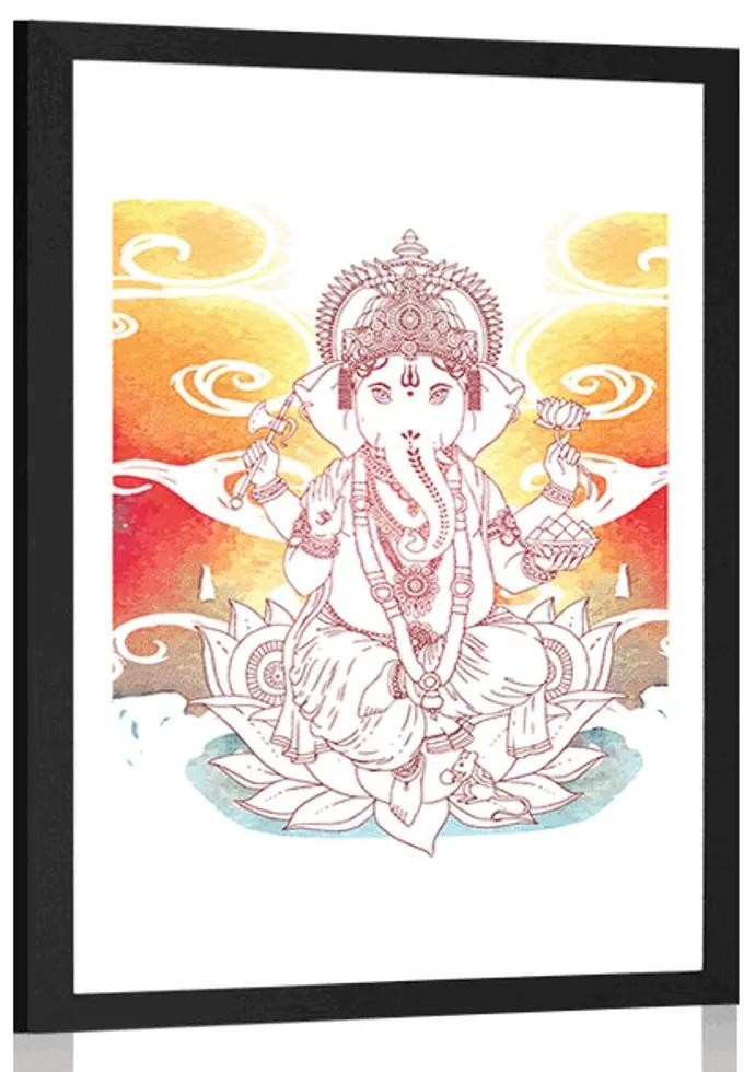 Plagát s paspartou hinduistický Ganéša - 40x60 black