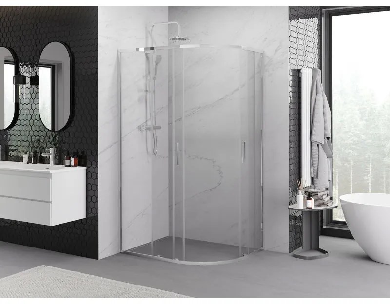 Mexen Exo, asymetrický sprchový kút s posuvnými dverami 120 x 90 cm, 6mm číre sklo, chrómový profil, 8132-120-090-01-00