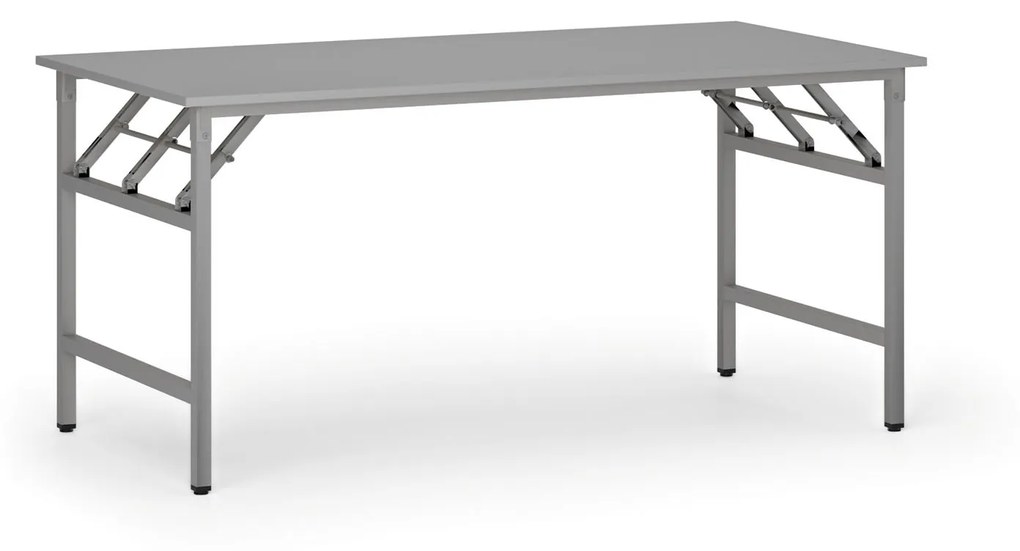 Konferenčný stôl FAST READY so striebornosivou podnožou, 1600 x 800 x 750 mm, sivá