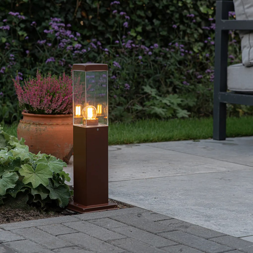 Moderný vonkajší lampový stĺp hrdzavohnedý 45 cm - Malios