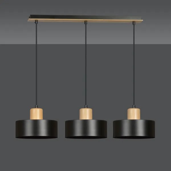 Luster na lanku TORIN 3xE27/15W/230V čierna