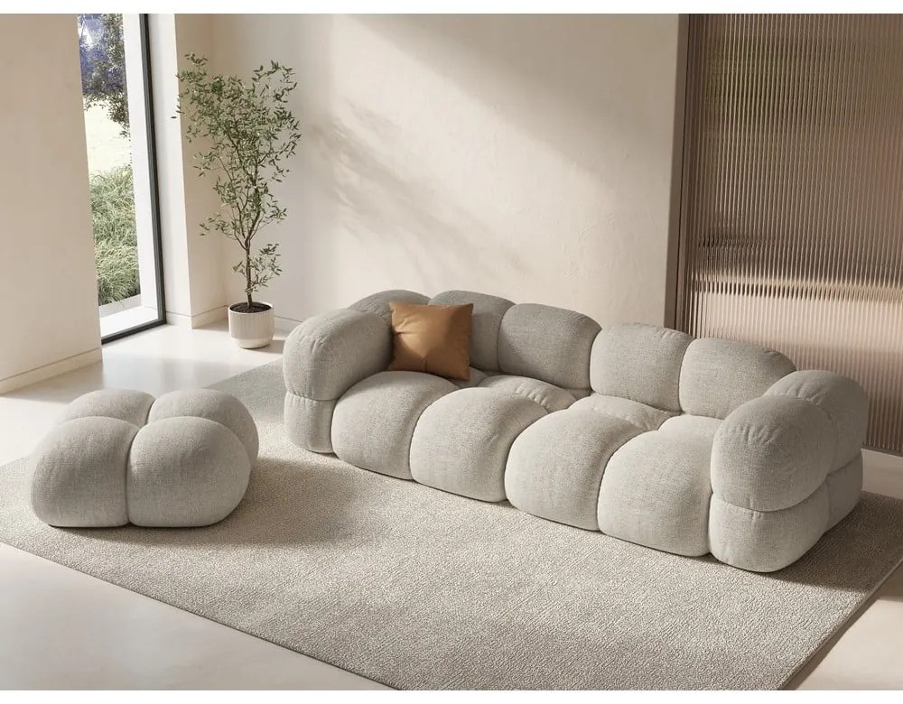 Béžová zamatová podnožka Loretto – Cosmopolitan Design