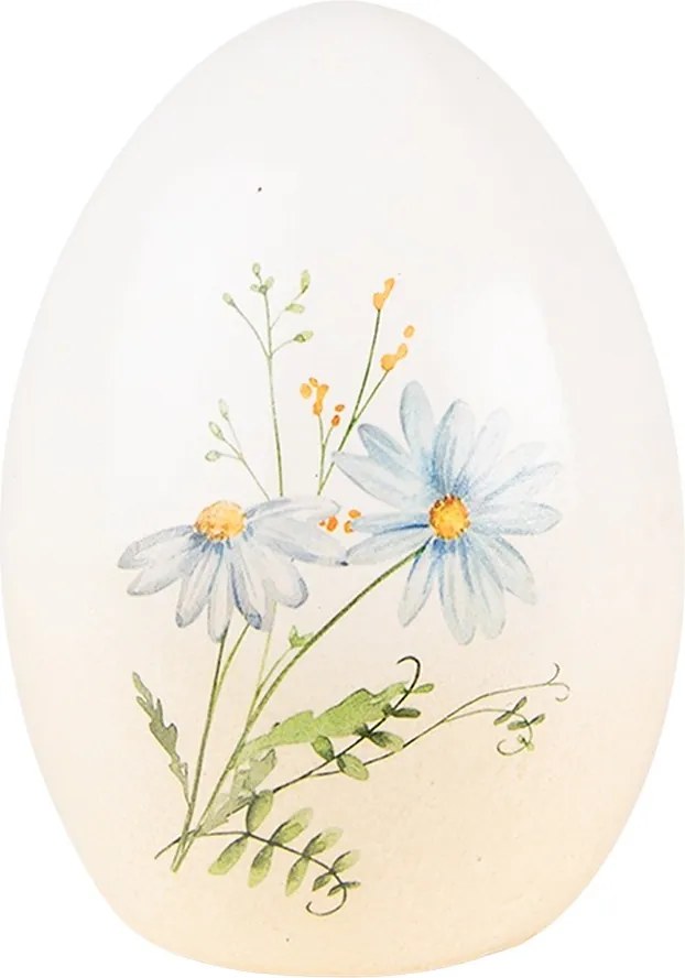 Dekorácia socha vajíčko s modrými kvetmi - 10*10*14 cm