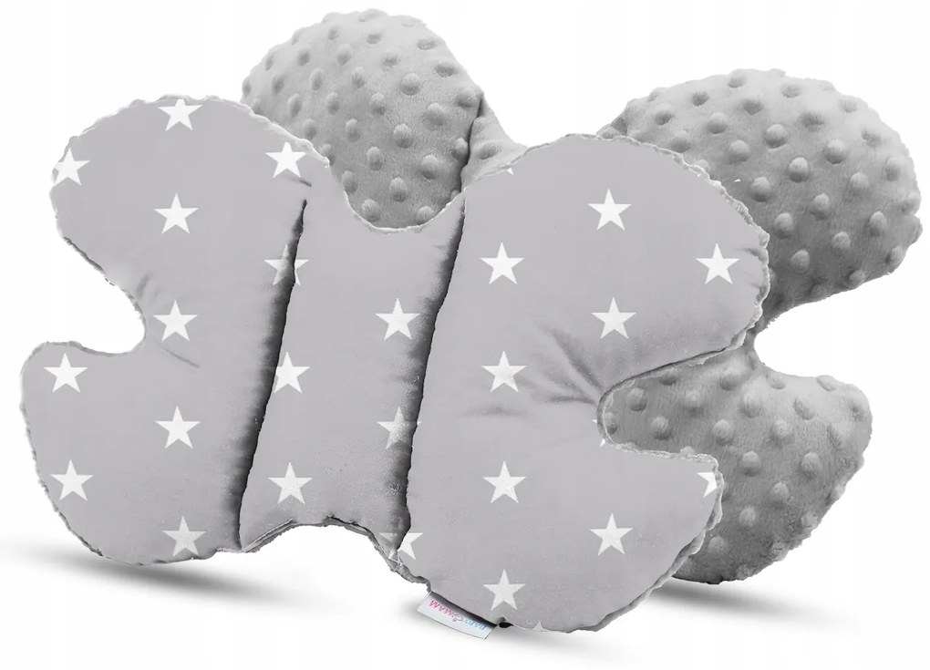 Obojstranné hniezdočko (kokon) pre bábätko - BABYMAM PREMIUM set 7v1 - Malé biele hviezdičky so šedou Minky