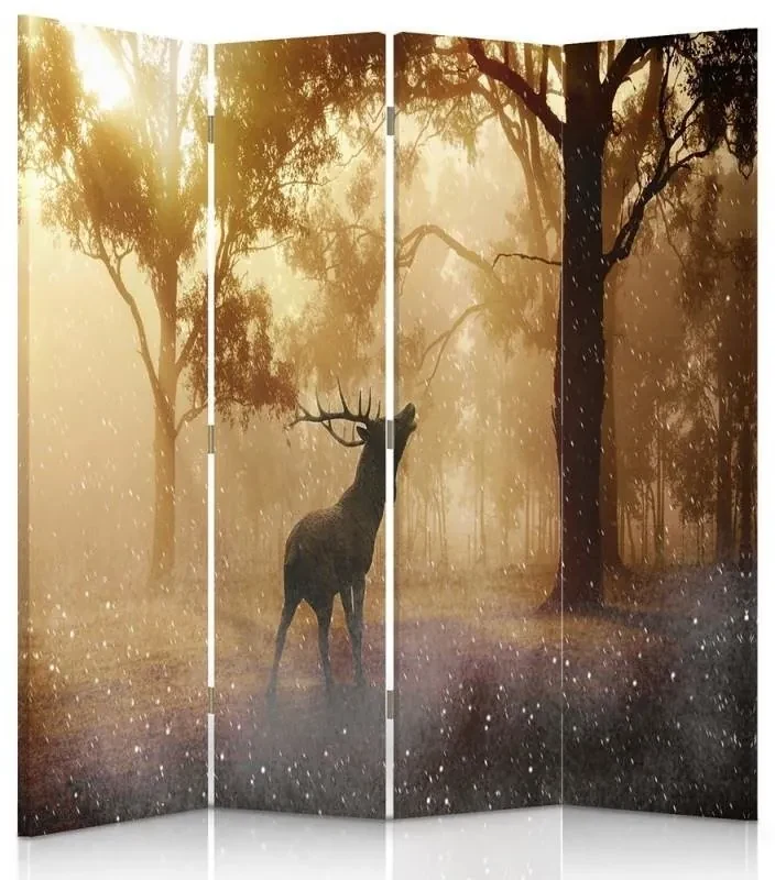 Gario Paraván Jeleň na rieke Rozmery: 145 x 170 cm, Prevedenie: Otočný paraván 360°