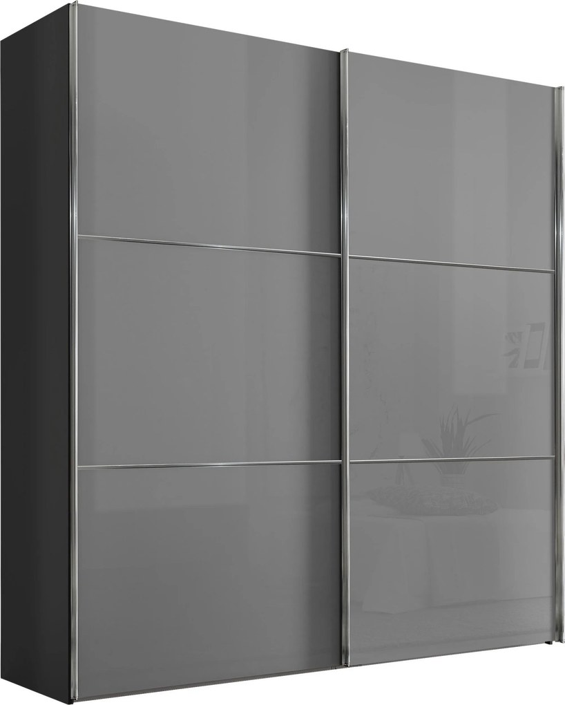 XXXLutz ŠAT. SKRIŇA S POSUV. DVERAMI, svetlosivá, tmavosivá, 225/222/68 cm Moderano - Skrine - 000531006071