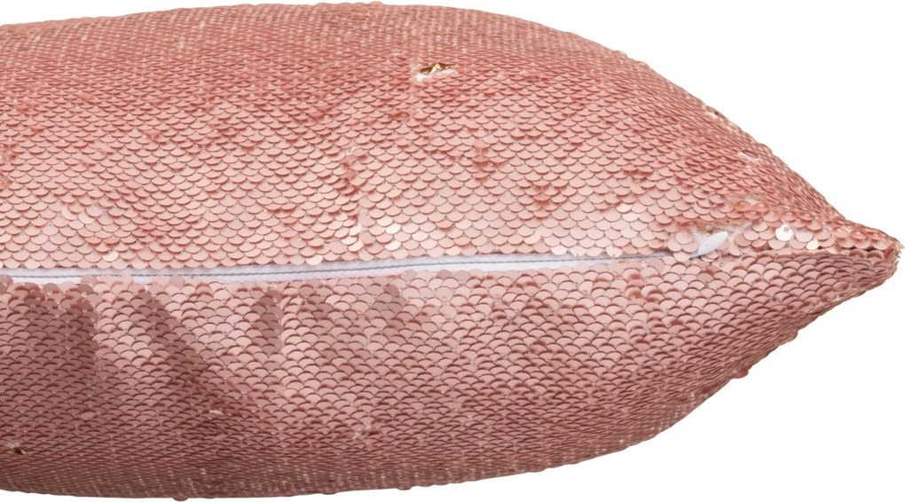 Obojstranný vankúš s flitrami ružovo-šampanský – 45*45*15 cm